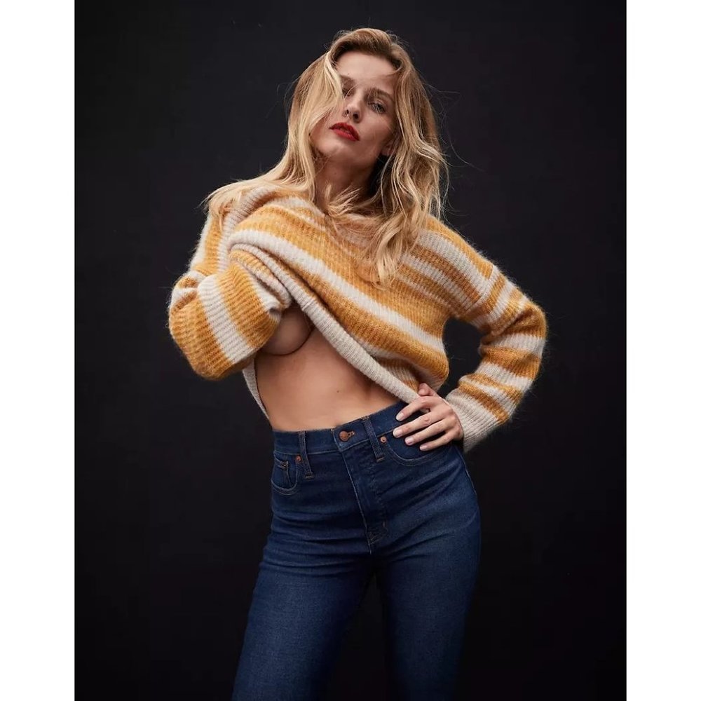 Madewell Space-Dyed Staley V-Neck Pullover Sweater Small